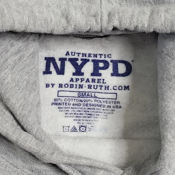 NYPD pullover sweater with hoodie and pockets sz S - Picture 4 of 8